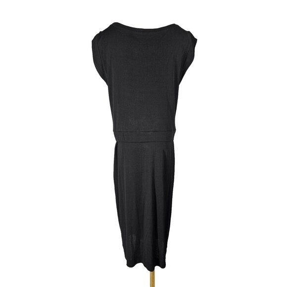 Piazza Sempione Little Black MIDI Dress Cap sleeves IT 48 - Picture 4 of 10